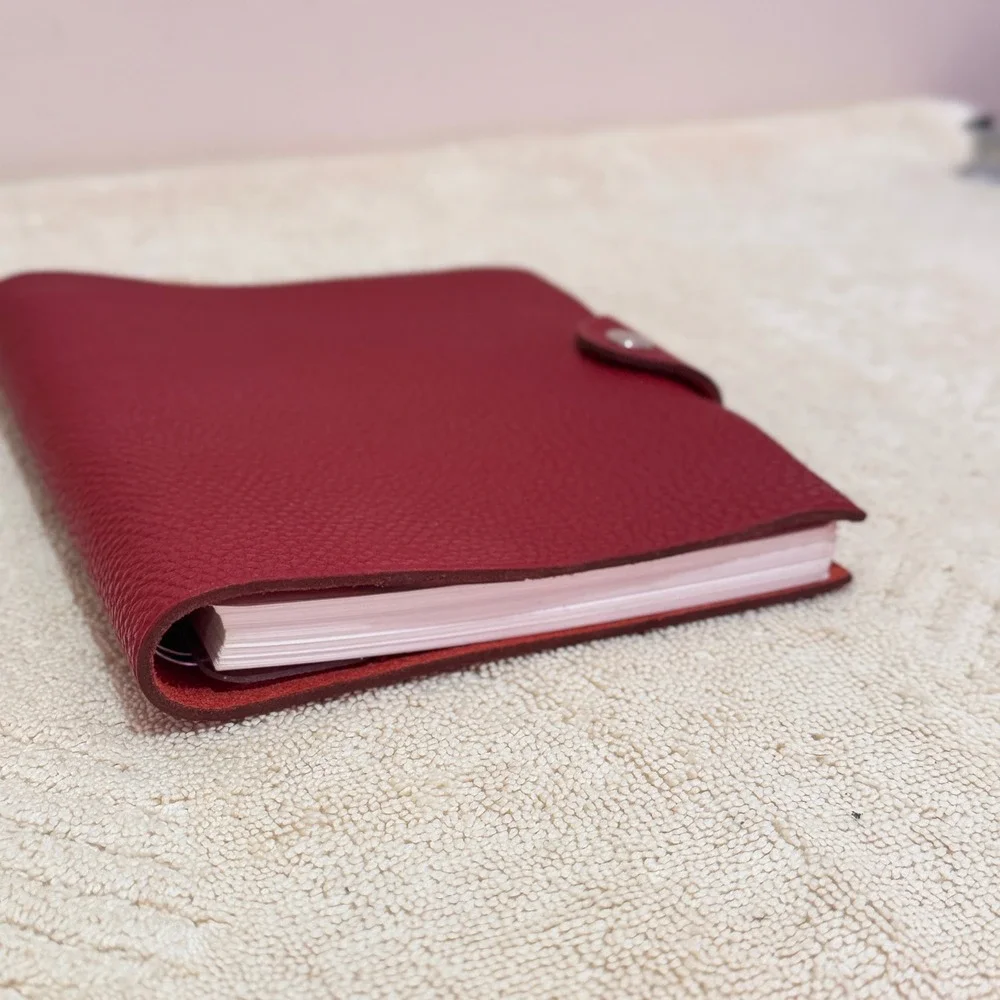 Hermès Paris Red Leather Ulysse Agenda Notebook Cover PM Refillable Planner Box